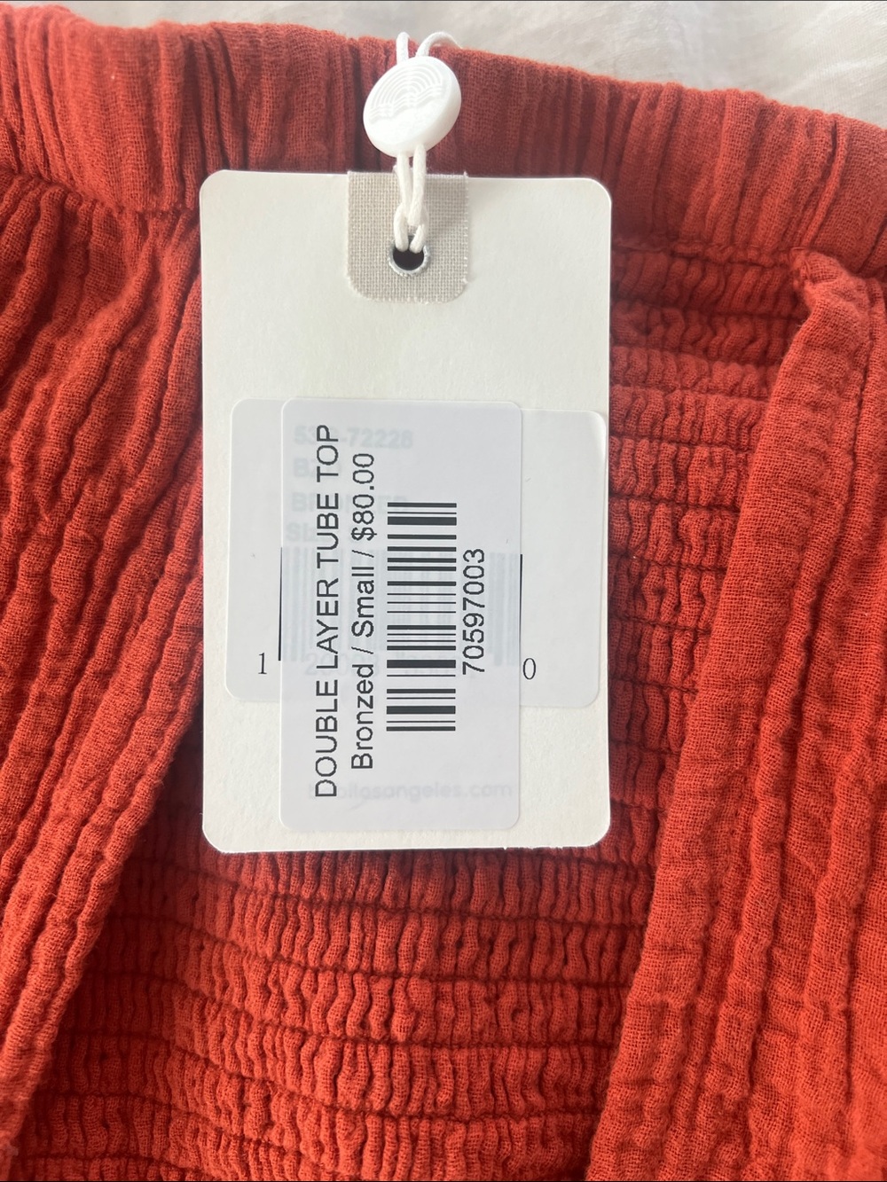 Bobi Rust Red Cotton Gauze Tube Top- Women - Picture 2 of 4